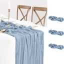 3 Pack Dusty Blue Cheesecloth Table Runner, 35inch Boho Gauze Table Runner 120 inches Long Farmhouse Rustic Sheer Cheese Cloth Fabric Bulk for Baby Shower Wedding Bridal Birthday Party Decor (10ft x 3pcs)