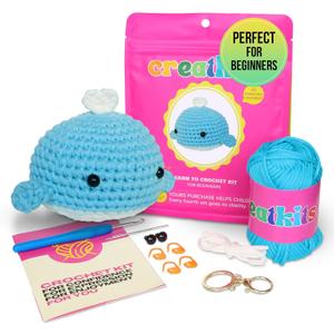 2 x Crochet Kit for Beginners  Whale | DIY Crochet Animal Kit with Step-by-Step Video  Craft Set for Adults & Kids  Includes Yarn, Hook, Tools & Instructions