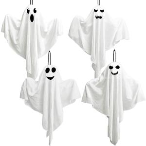 4 Pack Halloween Hanging Ghosts, 27.5" Cute Flying Ghost Decorations for Front Yard Patio Lawn Garden Party Dcor and Holiday Decorations