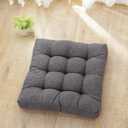 20x20x5 Inch Tufted Seat Cushion Cotton Linen Seat Cushions Non-Slip Chair Pad for Dining Room Kitchen Office Chairs (Dark Grey,20"x20")