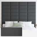 Wall Mounted Headboard, Peel and Stick Panels, Dark Grey, King
Upholstered 3D Soundproof Acoustic Panels, Reusable and Removable, Padded Leather Bed Headboard, 12 Panels, 9.84" x 23.62"
