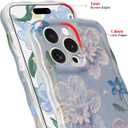 Jusy Compatible with iPhone 12 Pro Max, Colorful Retro Oil Painting Printed Flower Laser Glossy Pattern Cute Curly Wave Phone Case Soft TPU Cover for Girly Women - Blue Flower