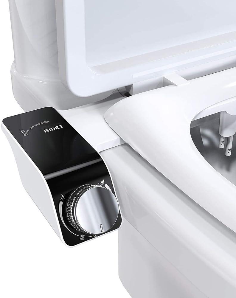 Self-Cleaning Non-Electric Dual Nozzle Bidet Attachment for Toilet Seat Jet Spray for Toilet Bathroom Bidet Toilet Sprayer, Adjustable Water Pressure, Rear and Feminine Wash