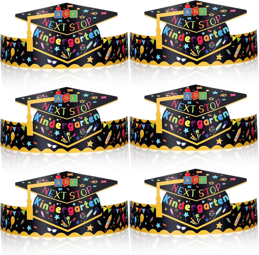 60 Pcs Preschool Paper Graduation Crown for Kids Graduation Caps Hats for Students Grad Decorations