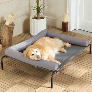 Cooling Elevated Dog Bed for Large Dogs  Waterproof Raised Dog Cot with Slope Headrest, Breathable Teslin Mesh, Durable & Portable Pet Bed for Indoor and Outdoor Use, Grey (43.0"L x 31.0"W x 8.0"Th, light gray)