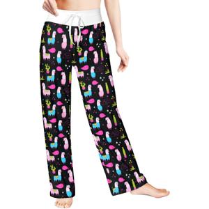 Womens Comfy Pajama Pants Wide Leg Drawstring Palazzo Lounge Pants Casual Pjs Sleepwear, XL