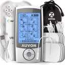 AUVON 24 Modes Rechargeable TENS Unit, 4th Gen Muscle Stimulator with 10pcs TENS Machine Electrodes for Pain Relief Therapy & Management