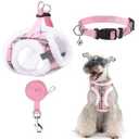 EXPAWLORER Fleece Lined Step-in Dog Harness - Soft Plush Padded Puppy Harness and Leash Set with Adjustable Dog Collar, No Pull Escape Proof Suede Dog Vest Harness for Small Dogs, Pink S