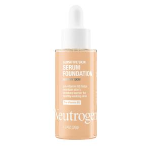 Neutrogena Healthy Skin Sensitive Skin Serum Foundation with Pro-Vitamin B5, Color Correcting & Pore Minimizing Liquid Foundation & Face Serum, Buildable Coverage, Light/Medium 02, 1 oz (1 Ounce (Pack of 1))