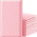 Famagic Bubble Mailers 4x8 Inch 100pcs Light Pink Shipping Bags, Chic Packaging Bags For Small Business, Colored Padded Mailing Envelopes, Opaque Matte Self Seal Bubble Poly Mailers Bulk #000