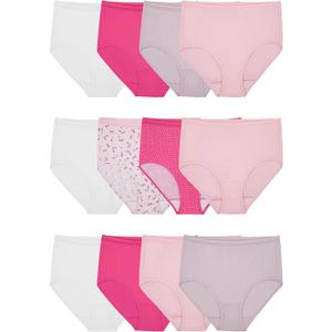 Fruit of the Loom womens Eversoft Cotton Underwear Multipacks, Tag Free & Breathable (6, Brief - White/Pink/Nude)