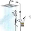 Upgraded Dual Shower Heads Combo, 10 inch Filtered Shower Head with Handheld, 3-Way Rain Shower Head with Filters, 7 Settings Handheld Spray, High Pressure, Height Adjustable (Silver)