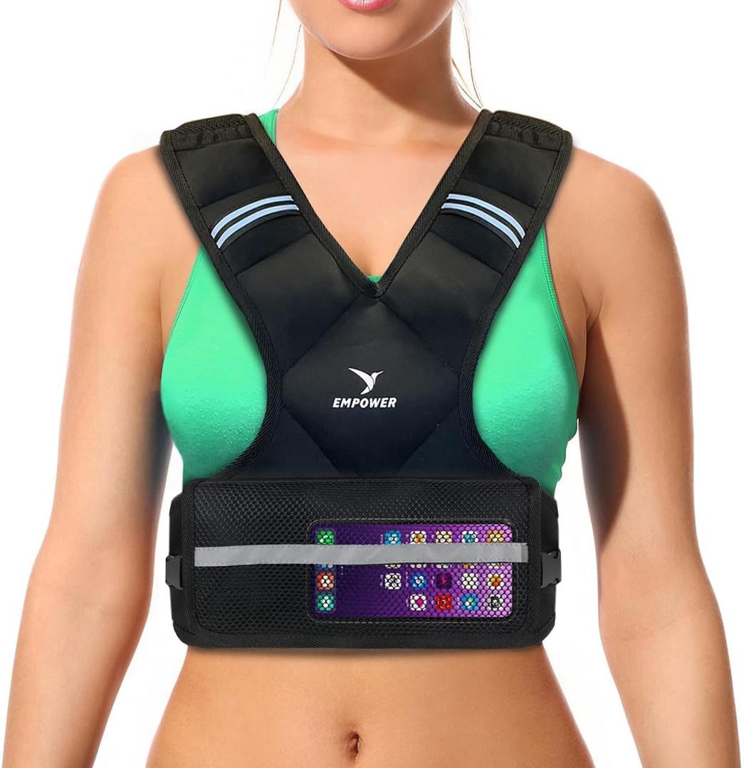 EMPOWER Weighted Vest for Women with Reflective Strips Fixed 8lbs, Adjustable 4-10lbs (4 in1) or Adjustable10-16lbs (4 in 1), Strengthen Muscles, Boost Bone Health, and Burn More Calories for Workout - Rucking Vest