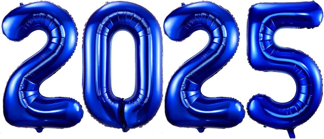 Navy Blue Number 2025 Balloons, 40" Large Navy Blue 2025 Balloons Helium Mylar Foil Balloons for 2025 New Year Christmas Graduation Party Decoration