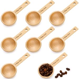 Tebery 8 Pack Wood Measuring Scoops for Canister, 1 Tablespoon Beech Coffee Scoop Measuring Spoons for Coffee Beans, Ground Coffee, Protein Powder, Spices, Tea and Bath Salt