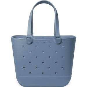 Simple Modern Extra-Large Beach Bag | Waterproof Getaway Rubber Tote with Zipper Pocket for Travel, Pool, Boat, Groceries, Sports | Blue Dune