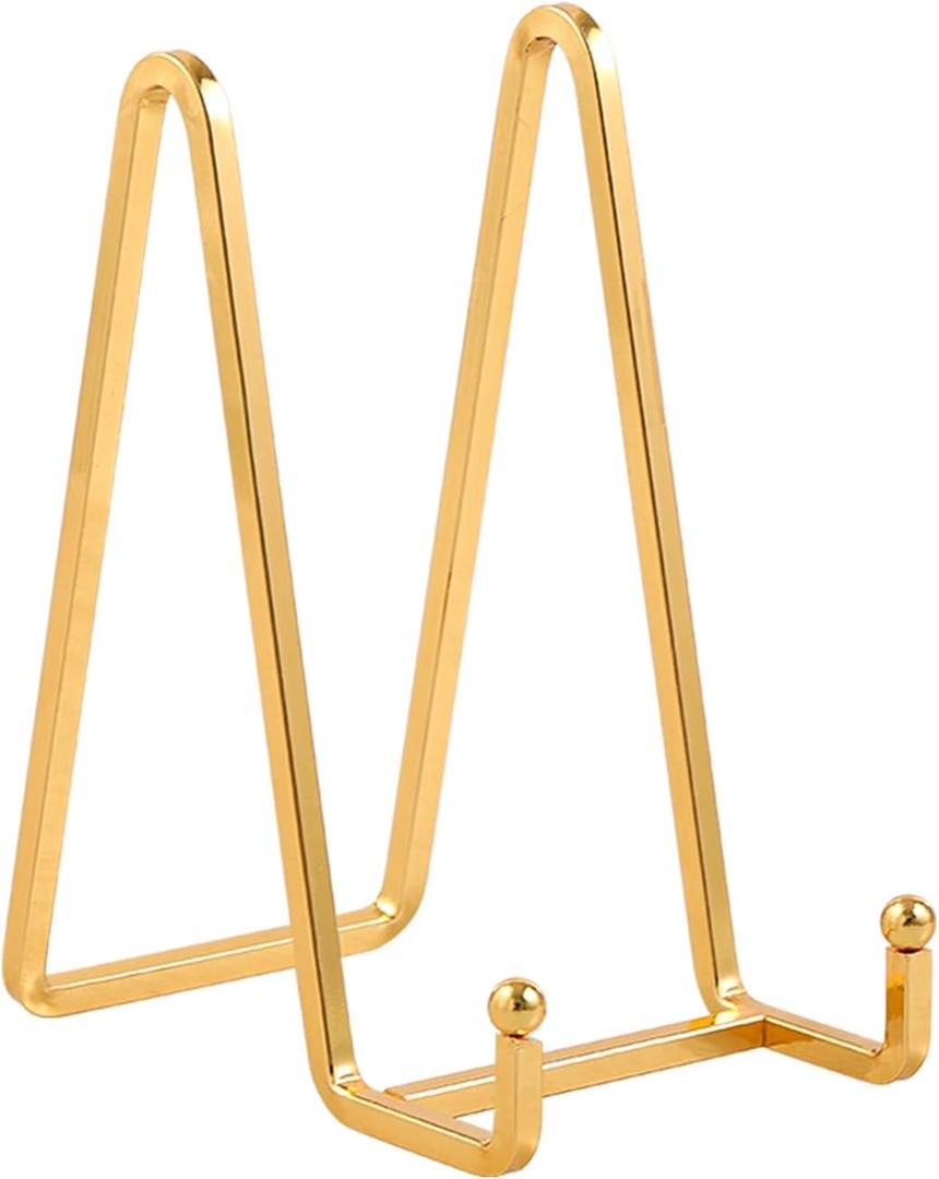 Plate Holder Easel Display Stand - 6 inch Metal Plate Stands for Display - Tabletop Picture Stand - Gold Iron Easels for Display Pictures | Photo Frames | Book | Decorative Plates | Plaque - 4 Pack