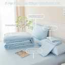 PERFEMET 5 Pieces Twin Bedding Sets Light Blue Pom Pom Comforter Set for Girls Boys Soft Fluffy Solid Boho Bed in A Bag with Comforter and Sheets(Light Blue, Twin)