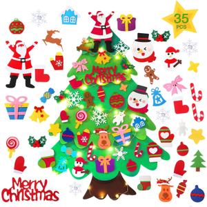 2 x TOBEHIGHER Felt Christmas Tree - 3.4 FT Toddler Christmas Tree for Kids with 35 Ornaments, DIY Xmas Gifts for Kids, Wall Hanging Christmas Decorations, Wall Tree