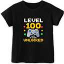 100 Days of School Shirt Kids  Boys Girls Toddler 100th Day of School T-Shirt, Happy 100-Day Kindergarten 3T-7T (Black)