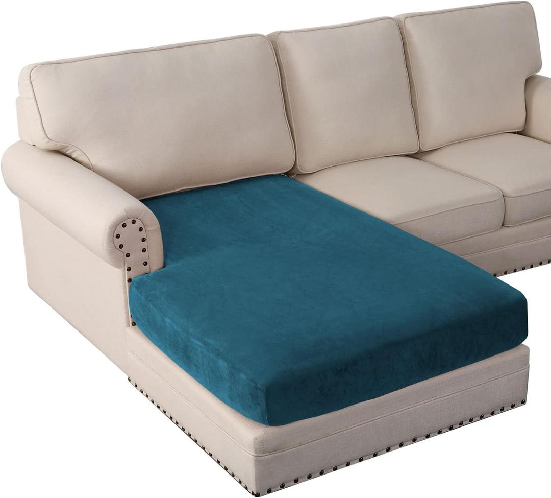 PrinceDeco Velvet Couch Cover for Dogs, Washable L Shaped Couch Cover, 1 Piece, Deep Teal (1 pcs chaise)