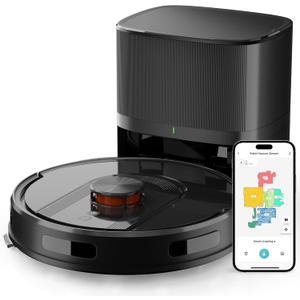 Robot Vacuum and Mop Combo with Self-Emptying, Customizable Map Cleaning with LiDAR Navigation, 6000Pa Suction, Smart No-Go Zones, 70Days Hands-free Robotic Vacuum Cleaner for Floor, Carpet, Pet Hair