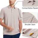 Rouen Men's Polo Shirts Short Sleeve Dry Fit Performance Wicking Moisture Causal Striped Collared Golf Shirts for Men (M)