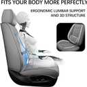 Car Seat Covers Full Set, Universal Automotive Front and Rear Seat Protector Fit for Cars 5 Seats, Waterproof Breathable Nappa Leather Seat Cushion for Most Vehicles SUV Pick-up Truck, Grey