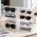 2PCS Sunglass Organizer for Multiple Pairs Clear Acrylic Organizer, 9.65 * 6.89 * 2.56 Inch Plastic Stackable Eyeglass Case Storage Organizers with 4 Drawers for Glasses Jewelry Watch Storage