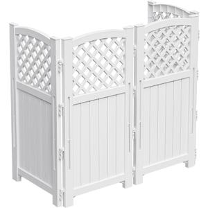 Devoko Outdoor Privacy Fence, 4 Fence Panels Privacy Screen Panels for Outside and Yard, Resin Air Conditioner Lattice Fence for Trash Can (White)