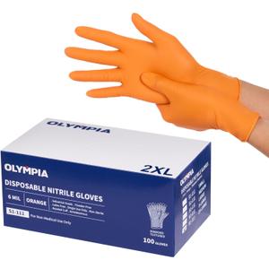 NORTHSKY Olympia Disposable Nitrile Gloves, 6 mil, Diamond, Orange 100 count (Medium)