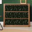 2 x Green Leaf Black Floral Wallpaper Peel and Stick Forest Botanical Foliage Wallpaper for Bedroom Decorative Leaf Dark Contact Paper for Cabinets Drawer Vintage Removable Wall Paper 12"x118"