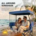 Overmont Camping Chair with Canopy- Folding Double Loveseat Chair with Adjustable Shade | Portable Beach Chair for Outdoor Sport Lawn Fishing, Support 660lbs, Adjustable Armrest Height, Reinforced 600D Fabric,