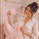 12 PCS Pink Pearl Hangers, 15.6 Inch Wedding Dress Hanger with Ribbon Bow, 15.6 x 8.3 inches