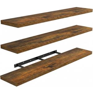 AMADA HOMEFURNISHING 35.4" L Floating Shelves, Wall Shelves Set of 3 for Bathroom/Living Room/Bedroom/Kitchen, Floating Shelves for Wall Decor with Invisible Brackets - AMFS45V
