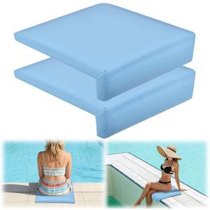 2 Pcs Poolside Seating Mat, Poolside Seating Mat with Soft Foam Pad Anti-Slip Cushion Waterproof Bath Seat Chair Poolside Accessories for Side of Pool Poolside Seat Pad Summer Outdoor Beach, 11.81 x 11.81 x 1.18 inches