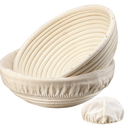 Dimpola Banneton Bread Proofing Basket  9 inch Banneton Basket Set of 2 Sourdough Proofing Basket Round Proofing Bowls Handmade Rattan Baskets and Liners