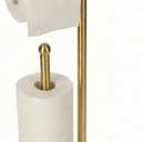 Kalitro Toilet Paper Holder Freestanding with Big Shelf, 4 Rolls Reserve Paper Holder Stand, Modern Paper Roll Holder with Storage Space for Phones (Gold)