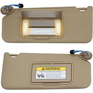 Beige Sun Visor Passenger Driver Compatible with Accord 2008-2012 2013 2014 2015 2016 2017 83230-TA0-A91ZB 83230TA0A91ZB Left and Right Side W/Light Mirror