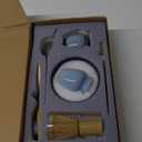 BambooMN Matcha Bowl Set (Includes Bowl, Rest, Tea Whisk, Chasaku & Tea Spoon) 1 Set Shimmering Blue