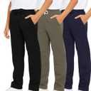 Real Essentials 3 Pack: Boys' Cotton Fleece Sweatpants - Open Bottom Athletic Pants with Pockets for Teens & Kids (Size 4-18) (Medium)