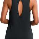 RUNNING GIRL Racerback Running Yoga Athletic Tank Tops for Women, Sleeveless Workout Tank Tops Woman Tennis Shirts (Black, XXL)