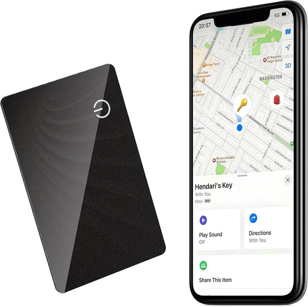 Wallet Tracker Card Jocular Wallet Finder Work with Apple Find My (iOS 14.5 Above Only) GPS Smart Card Tracker 2mm Thickness, IP68 Waterproof, 5-Year Battery Life for Wallet,Bag,Purse, Passport,etc (Black)