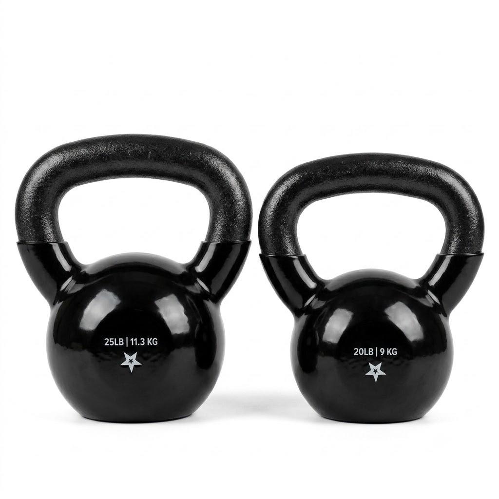 Cast Iron Kettlebell, Kettle Bell Weight Sets for Home Gym Fitness & Weight Training - Black,  Size: 20lb, 25lb
