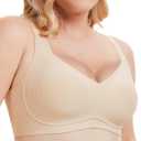 Gailife Womens Wireless V Mesh Comfortable Bra Seamless Bralette Push Up Bras No Underwire Supportive Tshirt Everyday Bras (XX-Large, V Neck - Skin)