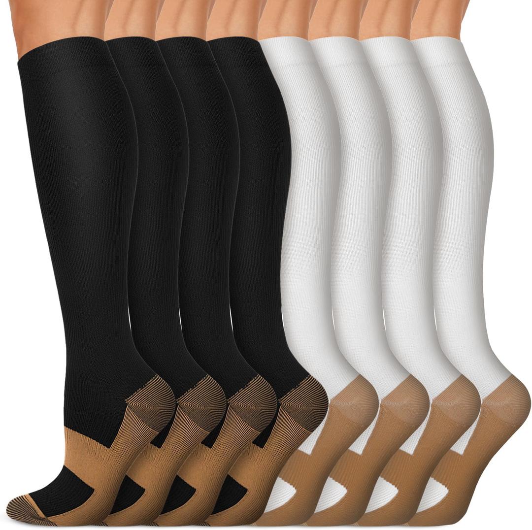 Copper Compression Socks 15-20 mmHg for Men & Women 8 Pairs  Circulation Support for Nurses, Travel, Running, Hiking, Soccer (Small-Medium, A06- Multicoloured 01)