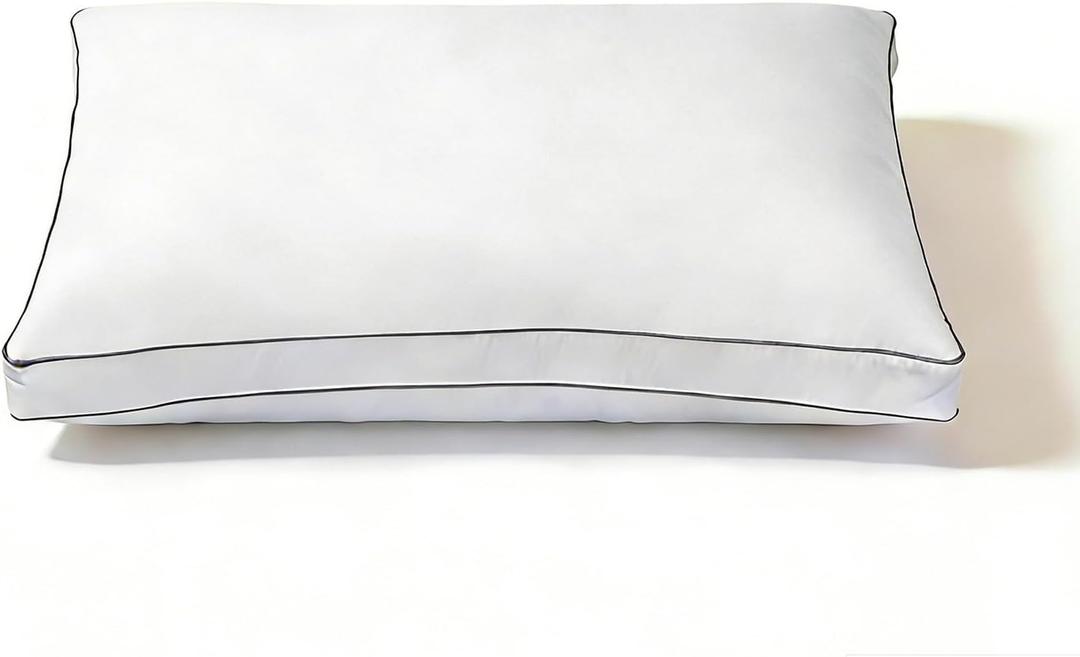 Goose Down Pillow Standard Size - 3-Chamber Gusseted Design for Balanced Neck Support - Luxury Hotel Collection Bed Pillow - Soft Medium Pillow for Side Back Sleepers - 1 Pack (20" x 26")
