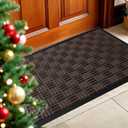 Mibao Front Door Mat, Heavy Duty Durable Welcome Mat for Outdoor Indoor, Dirt Trapper Waterproof Super Absorbent Door Mat for Entryway Outside Patio Porch, 35.5" x 24", Coffee, 2' x 2'11"