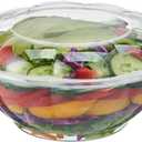 Jaluxing [24 oz. 150 Sets Clear Plastic Salad Bowls with Airtight Lids Disposable To Go Mixing Containers Serving for Fruit, Quinoa, Lunch and Meal Prep, 6.89 Inches In Diameter X 2.48 Inches In Height