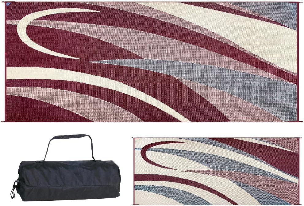 Stylish Camping Stylish Camping Reversible Graphic Patio Mat - 8' x 20', Burgundy/Black